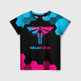 Детская футболка 3D с принтом The Last Of Us   neon gradient , 100% гипоаллергенный полиэфир | прямой крой, круглый вырез горловины, длина до линии бедер, чуть спущенное плечо, ткань немного тянется | 