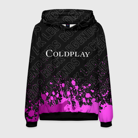 Мужская толстовка 3D с принтом Coldplay rock legends: символ сверху , 100% полиэстер | двухслойный капюшон со шнурком для регулировки, мягкие манжеты на рукавах и по низу толстовки, спереди карман-кенгуру с мягким внутренним слоем. | 