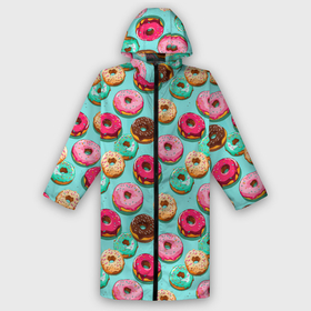 Мужской дождевик 3D с принтом Разноцветные пончики паттерн в Тюмени,  |  | Тематика изображения на принте: 