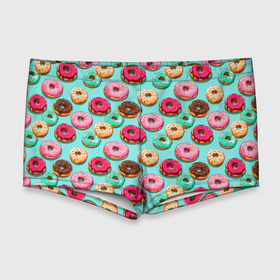 Мужские купальные плавки 3D с принтом Разноцветные пончики паттерн в Тюмени, Полиэстер 85%, Спандекс 15% |  | Тематика изображения на принте: 