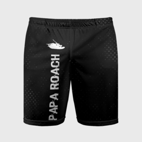 Мужские шорты спортивные с принтом Papa Roach glitch на темном фоне: по вертикали ,  |  | 
