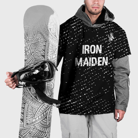 Накидка на куртку 3D с принтом Iron Maiden glitch на темном фоне: символ сверху в Белгороде, 100% полиэстер |  | 