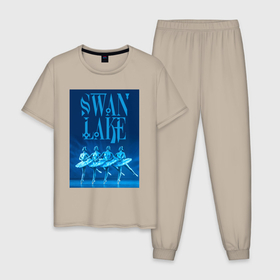 Мужская пижама хлопок с принтом Танец маленьких лебедей , 100% хлопок | брюки и футболка прямого кроя, без карманов, на брюках мягкая резинка на поясе и по низу штанин
 | 