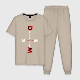 Мужская пижама хлопок с принтом Depeche Mode   Memento Mori MM в Новосибирске, 100% хлопок | брюки и футболка прямого кроя, без карманов, на брюках мягкая резинка на поясе и по низу штанин
 | 