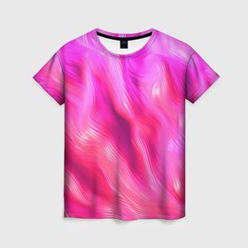 Женская футболка 3D с принтом Pink abstract   texture в Петрозаводске, 100% полиэфир ( синтетическое хлопкоподобное полотно) | прямой крой, круглый вырез горловины, длина до линии бедер | 