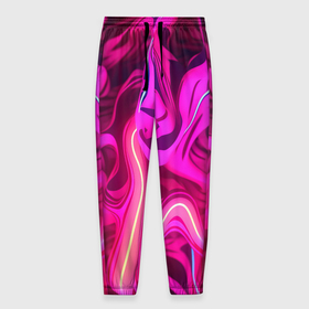 Мужские брюки 3D с принтом Pink  neon abstract в Кировске, 100% полиэстер | манжеты по низу, эластичный пояс регулируется шнурком, по бокам два кармана без застежек, внутренняя часть кармана из мелкой сетки | 