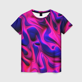 Женская футболка 3D с принтом Pink blue   abstract в Кировске, 100% полиэфир ( синтетическое хлопкоподобное полотно) | прямой крой, круглый вырез горловины, длина до линии бедер | 