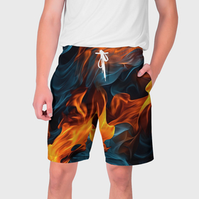 Мужские шорты 3D с принтом Пламя   огня в Петрозаводске,  полиэстер 100% | прямой крой, два кармана без застежек по бокам. Мягкая трикотажная резинка на поясе, внутри которой широкие завязки. Длина чуть выше колен | 