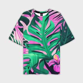 Мужская футболка oversize 3D с принтом Тропические растения   нейросеть в Курске,  |  | 