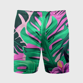 Мужские шорты спортивные с принтом Тропические растения   нейросеть ,  |  | 
