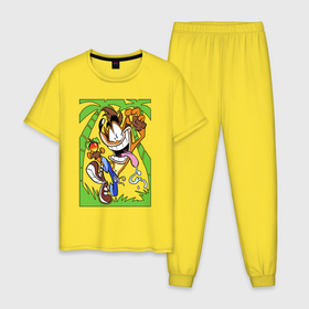 Мужская пижама хлопок с принтом Crash Bandicoot   smile в Белгороде, 100% хлопок | брюки и футболка прямого кроя, без карманов, на брюках мягкая резинка на поясе и по низу штанин
 | Тематика изображения на принте: 