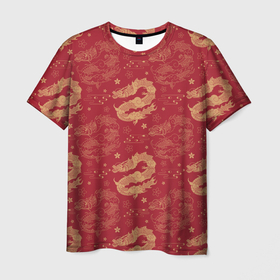 Мужская футболка 3D с принтом The chinese dragon pattern в Петрозаводске, 100% полиэфир | прямой крой, круглый вырез горловины, длина до линии бедер | 