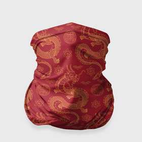 Бандана-труба 3D с принтом Dragon red pattern в Санкт-Петербурге, 100% полиэстер, ткань с особыми свойствами — Activecool | плотность 150‒180 г/м2; хорошо тянется, но сохраняет форму | Тематика изображения на принте: 