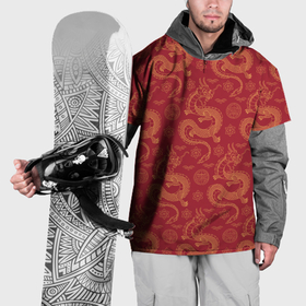 Накидка на куртку 3D с принтом Dragon red pattern в Кировске, 100% полиэстер |  | 