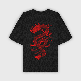 Мужская футболка oversize 3D с принтом Chinese red dragon в Санкт-Петербурге,  |  | Тематика изображения на принте: 