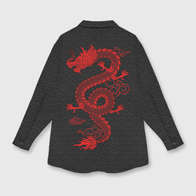 Мужская рубашка oversize 3D с принтом Chinese red dragon в Петрозаводске,  |  | 
