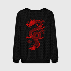 Мужской свитшот 3D с принтом Chinese red dragon в Санкт-Петербурге, 100% полиэстер с мягким внутренним слоем | круглый вырез горловины, мягкая резинка на манжетах и поясе, свободная посадка по фигуре | Тематика изображения на принте: 