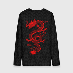 Мужской лонгслив 3D с принтом Chinese red dragon в Санкт-Петербурге, 100% полиэстер | длинные рукава, круглый вырез горловины, полуприлегающий силуэт | Тематика изображения на принте: 