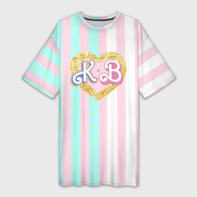 Платье-футболка 3D с принтом Кен плюс Барби: сплит розовых и голубых полосок в Кировске,  |  | 