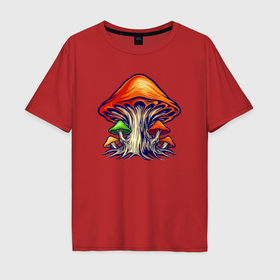 Мужская футболка хлопок Oversize с принтом Mushroom family , 100% хлопок | свободный крой, круглый ворот, “спинка” длиннее передней части | Тематика изображения на принте: 