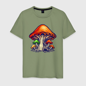 Мужская футболка хлопок с принтом Mushroom family , 100% хлопок | прямой крой, круглый вырез горловины, длина до линии бедер, слегка спущенное плечо. | 