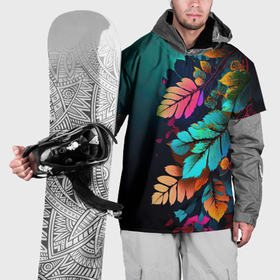 Накидка на куртку 3D с принтом Цветы и листья на градиентном  фоне в Санкт-Петербурге, 100% полиэстер |  | Тематика изображения на принте: 