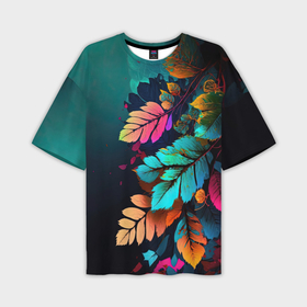 Мужская футболка oversize 3D с принтом Цветы и листья на градиентном  фоне в Санкт-Петербурге,  |  | Тематика изображения на принте: 