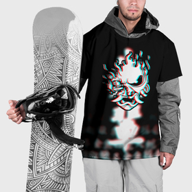 Накидка на куртку 3D с принтом Samurai glitch cyberpunk city , 100% полиэстер |  | 