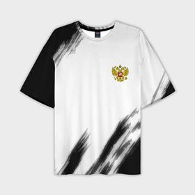 Мужская футболка oversize 3D с принтом Russia sport черно белый ,  |  | 