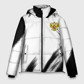 Мужская зимняя куртка 3D с принтом Russia sport черно белый в Санкт-Петербурге, верх — 100% полиэстер; подкладка — 100% полиэстер; утеплитель — 100% полиэстер | длина ниже бедра, свободный силуэт Оверсайз. Есть воротник-стойка, отстегивающийся капюшон и ветрозащитная планка. 

Боковые карманы с листочкой на кнопках и внутренний карман на молнии. | Тематика изображения на принте: 