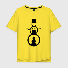 Мужская футболка хлопок Oversize с принтом Креативный новогодний снеговик в Тюмени, 100% хлопок | свободный крой, круглый ворот, “спинка” длиннее передней части | Тематика изображения на принте: 