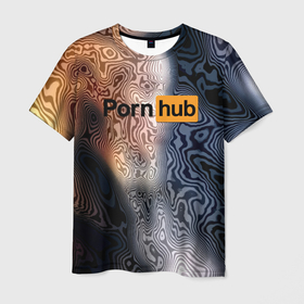 Мужская футболка 3D с принтом Porn Hub силуэт в Курске, 100% полиэфир | прямой крой, круглый вырез горловины, длина до линии бедер | Тематика изображения на принте: 