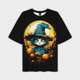 Мужская футболка oversize 3D с принтом Синий кот колдун в Тюмени,  |  | 