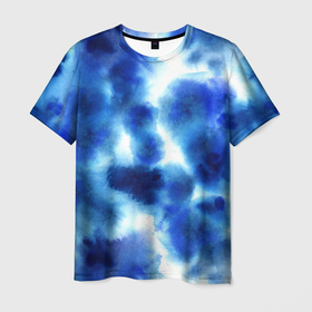 Мужская футболка 3D с принтом Акварельные абстрактные пятна напоминающие космос в Курске, 100% полиэфир | прямой крой, круглый вырез горловины, длина до линии бедер | Тематика изображения на принте: 