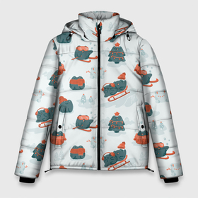 Мужская зимняя куртка 3D с принтом Зимние веселые лягушки в Петрозаводске, верх — 100% полиэстер; подкладка — 100% полиэстер; утеплитель — 100% полиэстер | длина ниже бедра, свободный силуэт Оверсайз. Есть воротник-стойка, отстегивающийся капюшон и ветрозащитная планка. 

Боковые карманы с листочкой на кнопках и внутренний карман на молнии. | 
