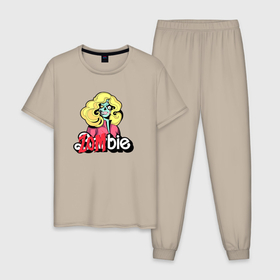 Мужская пижама хлопок с принтом Барби   зомби в Белгороде, 100% хлопок | брюки и футболка прямого кроя, без карманов, на брюках мягкая резинка на поясе и по низу штанин
 | Тематика изображения на принте: 