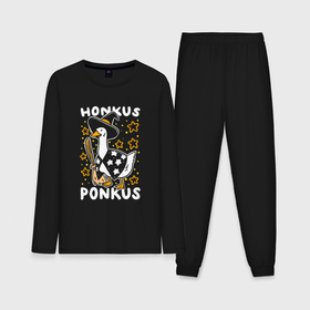 Мужская пижама с лонгсливом хлопок с принтом Honkus ponkus   Untitled Goose Game в Курске,  |  | 