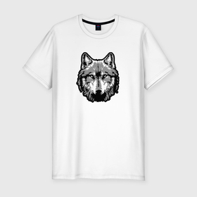 Мужская футболка хлопок Slim с принтом Абстрактный волк в Екатеринбурге, 92% хлопок, 8% лайкра | приталенный силуэт, круглый вырез ворота, длина до линии бедра, короткий рукав | 