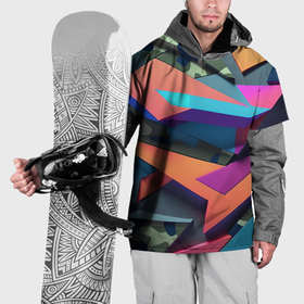 Накидка на куртку 3D с принтом Камуфляж и цветная геометрия   нейросеть , 100% полиэстер |  | Тематика изображения на принте: 