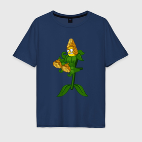 Мужская футболка хлопок Oversize с принтом Зерновая Кукуруза в Петрозаводске, 100% хлопок | свободный крой, круглый ворот, “спинка” длиннее передней части | 