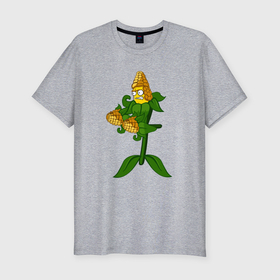 Мужская футболка хлопок Slim с принтом Зерновая Кукуруза в Санкт-Петербурге, 92% хлопок, 8% лайкра | приталенный силуэт, круглый вырез ворота, длина до линии бедра, короткий рукав | 