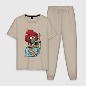 Мужская пижама хлопок с принтом Нептуна в Кировске, 100% хлопок | брюки и футболка прямого кроя, без карманов, на брюках мягкая резинка на поясе и по низу штанин
 | Тематика изображения на принте: 