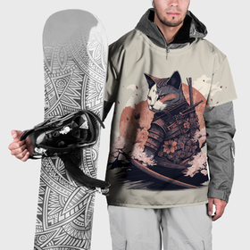 Накидка на куртку 3D с принтом Боевой котенок ниндзя   японская сакура в Кировске, 100% полиэстер |  | Тематика изображения на принте: 