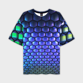 Мужская футболка oversize 3D с принтом Цветные соты   объемная абстракция в Новосибирске,  |  | Тематика изображения на принте: 