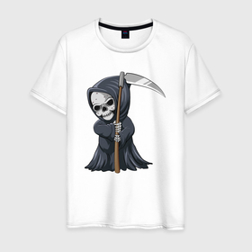 Мужская футболка хлопок с принтом Смерть с косой в Тюмени, 100% хлопок | прямой крой, круглый вырез горловины, длина до линии бедер, слегка спущенное плечо. | 