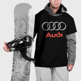 Накидка на куртку 3D с принтом Audi sport на чёрном , 100% полиэстер |  | 