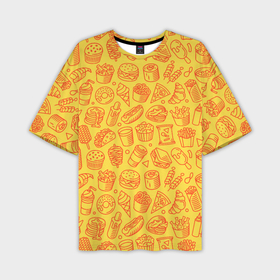 Мужская футболка oversize 3D с принтом Фастфуд   жёлтый в Кировске,  |  | 