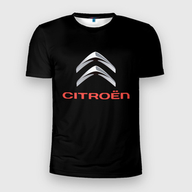 Мужская футболка 3D Slim с принтом Citroen auto sports в Петрозаводске, 100% полиэстер с улучшенными характеристиками | приталенный силуэт, круглая горловина, широкие плечи, сужается к линии бедра | 
