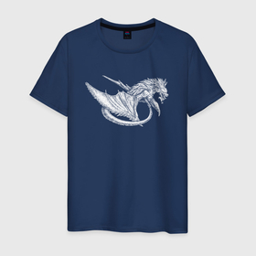 Мужская футболка хлопок с принтом Злобный крылатый дракон в Петрозаводске, 100% хлопок | прямой крой, круглый вырез горловины, длина до линии бедер, слегка спущенное плечо. | 