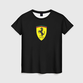 Женская футболка 3D с принтом Ferrari sport auto , 100% полиэфир ( синтетическое хлопкоподобное полотно) | прямой крой, круглый вырез горловины, длина до линии бедер | 